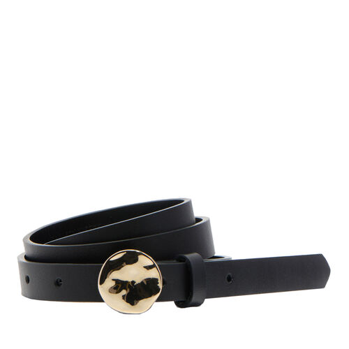 Veronika Maine Hammered Disk Skinny Leather Belt